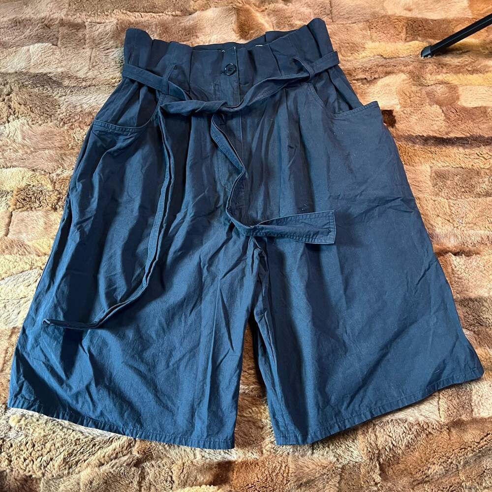 COS Black Cotton Paperbag Waist Belted Bermuda Shorts Size 8